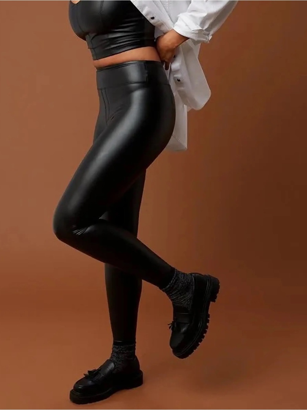 Offline by Aerie Real Luxe High-Rise Faux Leather Leggings - Black